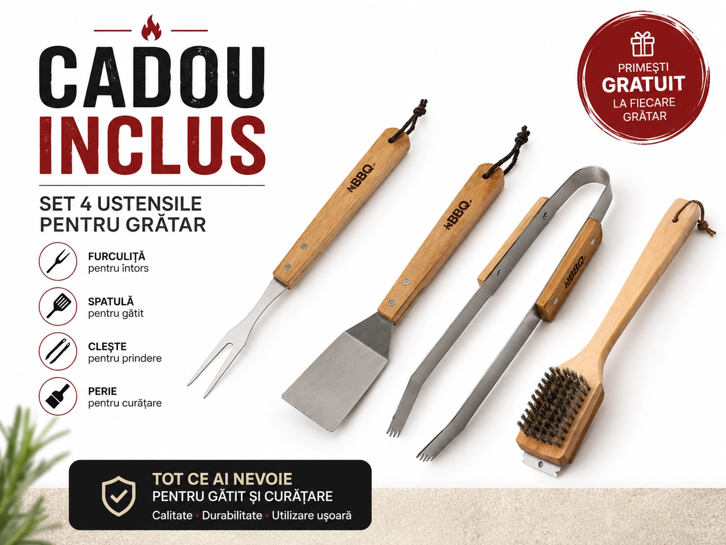 Ustensile pentru gratar cadou