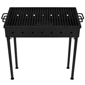 Grătar mare pe cărbuni 70x50cm robust din metal gros cu picioare stabile și sistem tiraj